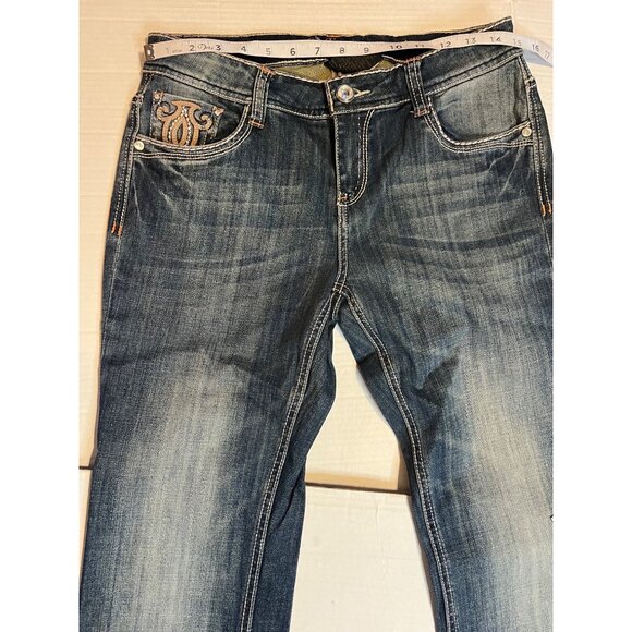 Cello Womens Embellished Bootcut Jeans 11 Denim Embroidery Rhinestone Accents - Picture 8 of 12